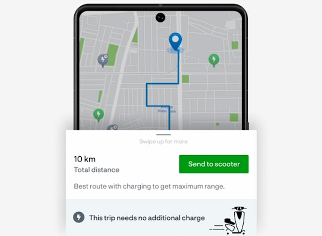Push the location of your destination from WhatsApp directly to your scooter. Tap, tap and zip away!